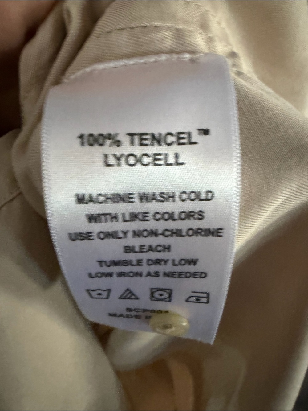 Quince Women's 100% tencel lyocell Short Sleeve Button-Up Shirt in Medium Beige - Picture 3 of 4